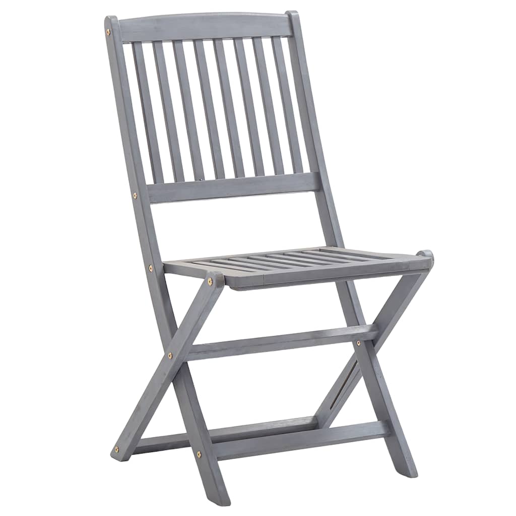 vidaXL Outdoor Chair | Set of 8 | Grey | Acacia Wood | Standard | Foldable