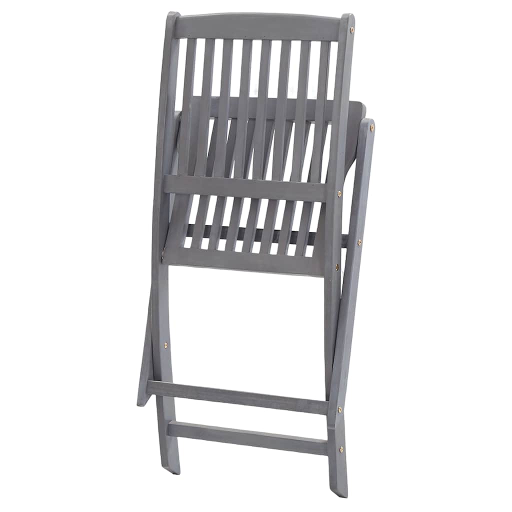 vidaXL Outdoor Chair | Set of 8 | Grey | Acacia Wood | Standard | Foldable