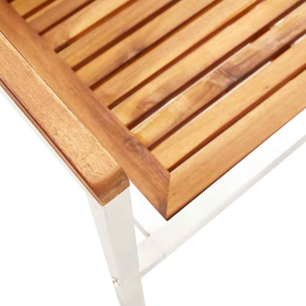 vidaXL Garden Chairs 4 pcs Solid Acacia Wood and Stainless Steel