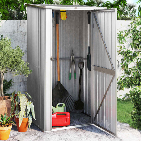 vidaXL Garden Shed Grey 118,5x97x209,5 cm Galvanised Steel