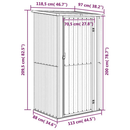 vidaXL Garden Shed Brown 118.5x97x209.5 cm Galvanised Steel