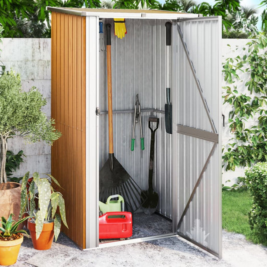 vidaXL Garden Shed Brown 118,5x97x209,5 cm Galvanised Steel