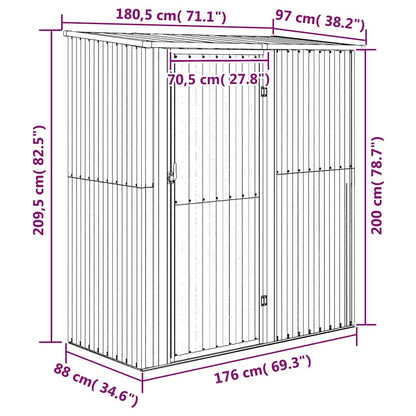 vidaXL Garden Shed Green 180.5x97x209.5 cm Galvanised Steel