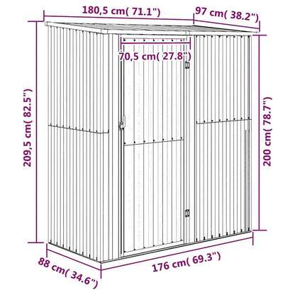 vidaXL Garden Shed Grey 180,5x97x209,5 cm Galvanised Steel