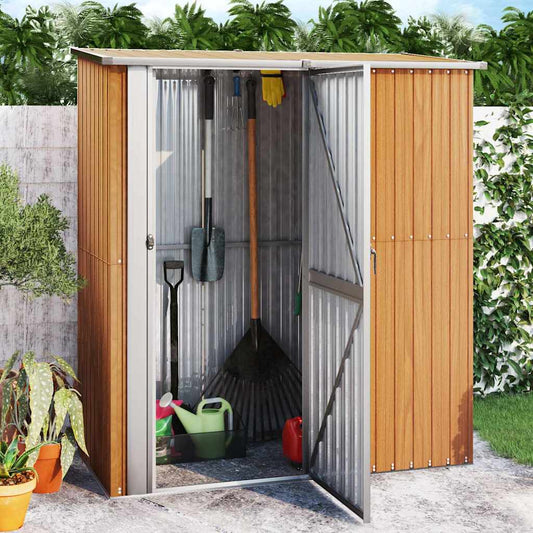 vidaXL Garden Shed 180.5x97x209.5 cm Galvanised Steel Wooden Look
