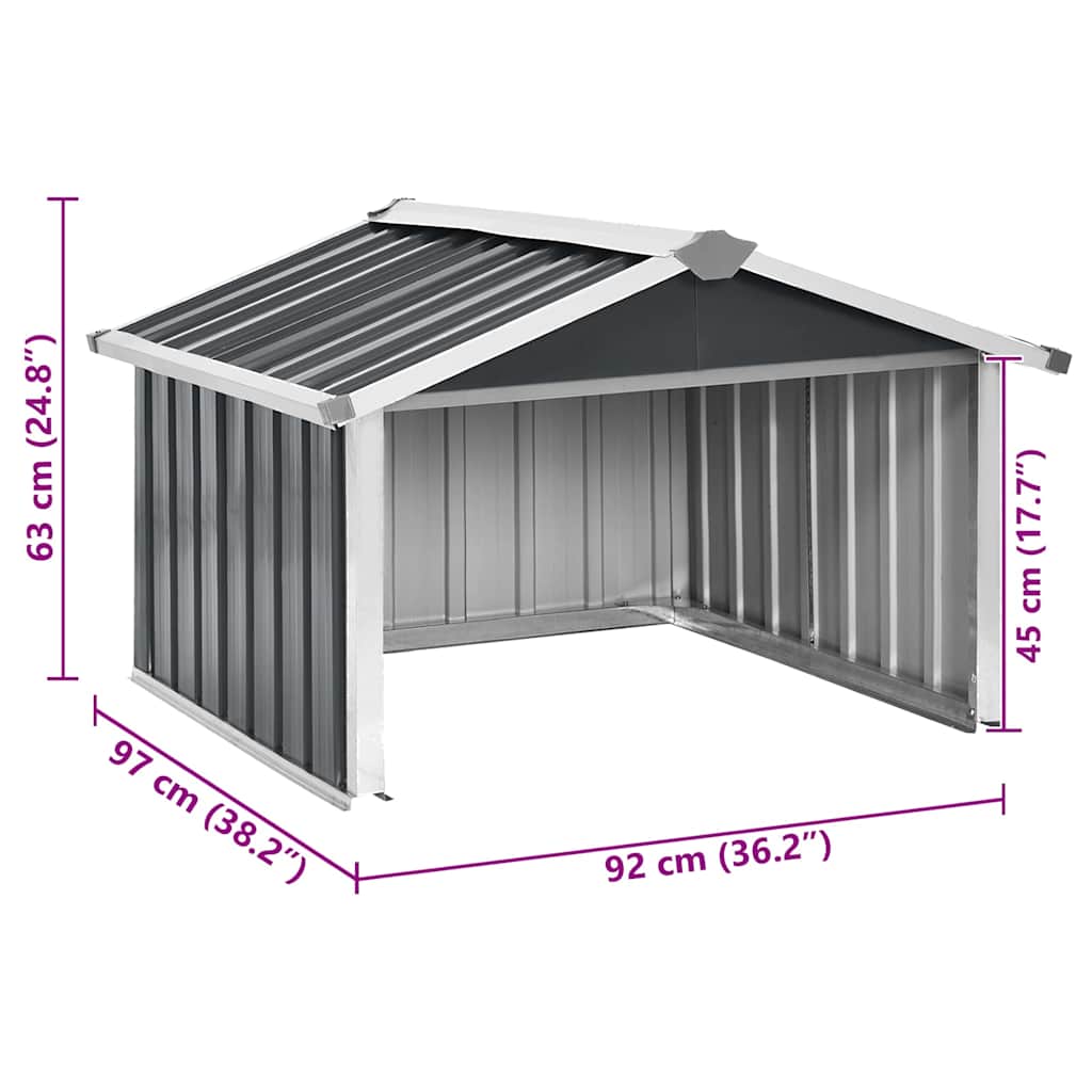 vidaXL Garden Robot Lawnmower Shed 92x97x63 cm Galvanised Steel Anthracite