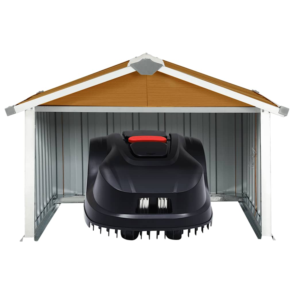 150910 vidaXL Garden Robot Lawnmower Shed 92x97x63 cm Galvanised Steel Brown