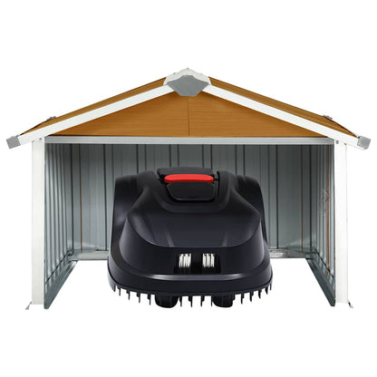 150910 vidaXL Garden Robot Lawnmower Shed 92x97x63 cm Galvanised Steel Brown