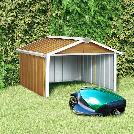 150910 vidaXL Garden Robot Lawnmower Shed 92x97x63 cm Galvanised Steel Brown