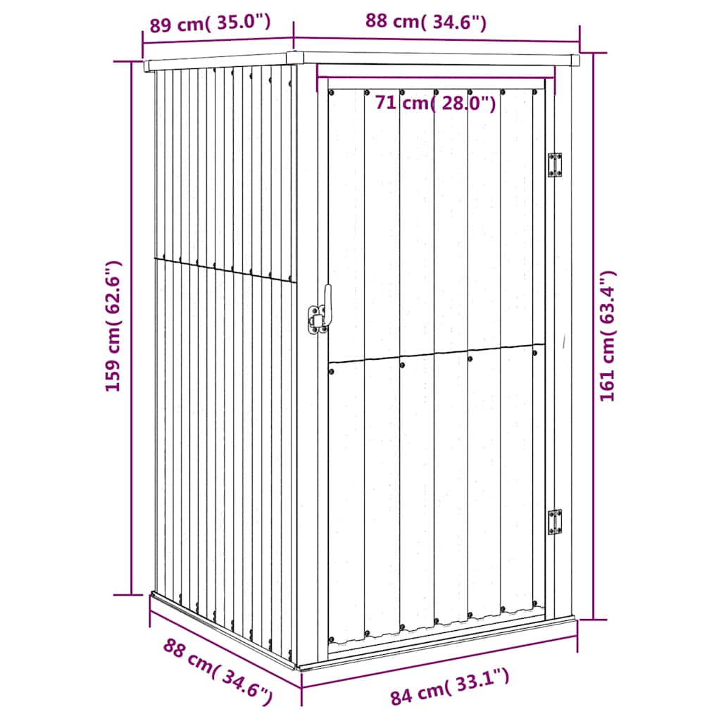 vidaXL Garden Tool Shed Anthracite 88x89x161 cm Galvanised Steel