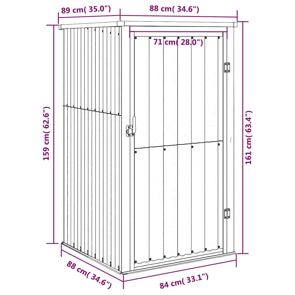 vidaXL Garden Tool Shed Brown 88x89x161 cm Galvanised Steel