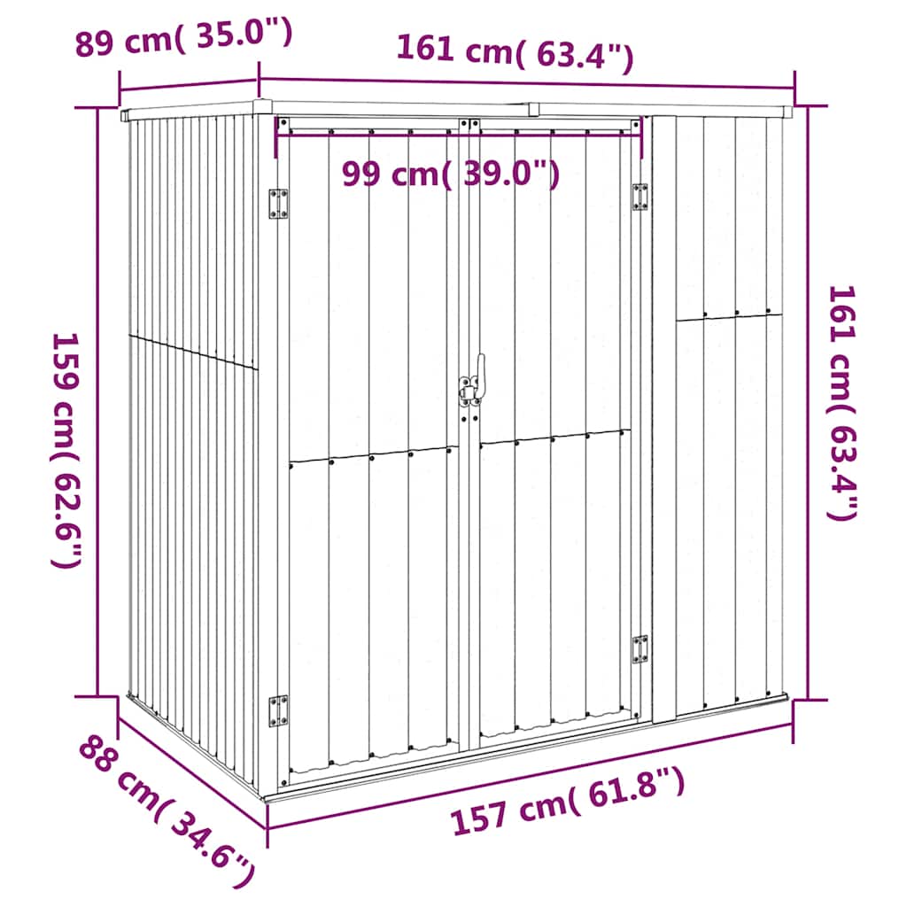 vidaXL Garden Tool Shed Green 161x89x161 cm Galvanised Steel