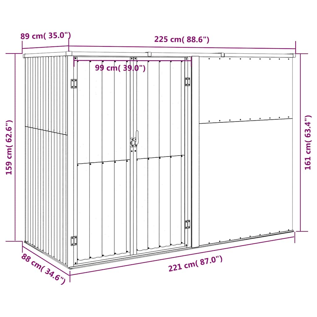 vidaXL Tool Shed | Anthracite | Galvanised steel, metal | Large |  Durable