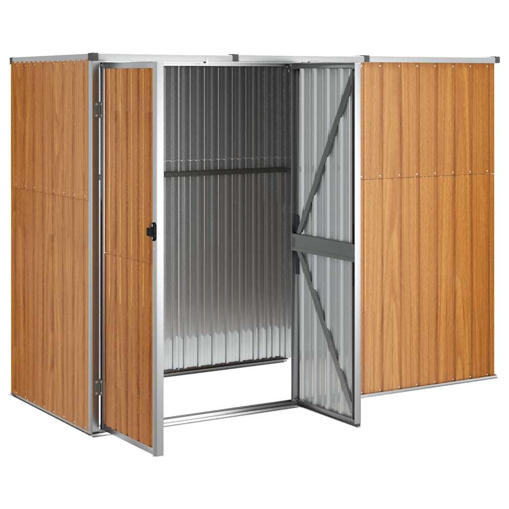 vidaXL Garden Tool Shed Brown 225x89x161 cm Galvanised Steel