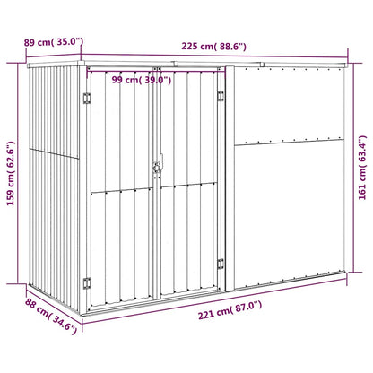 vidaXL Garden Tool Shed Brown 225x89x161 cm Galvanised Steel