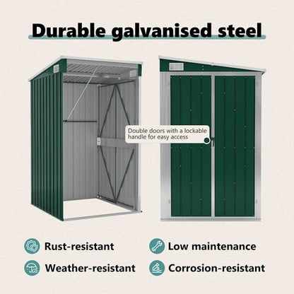 vidaXL Wall-mounted Garden Shed Green 118x100x178 cm Galvanised Steel