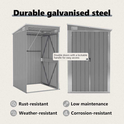 vidaXL Wall-mounted Garden Shed Grey 118x100x178 cm Galvanised Steel