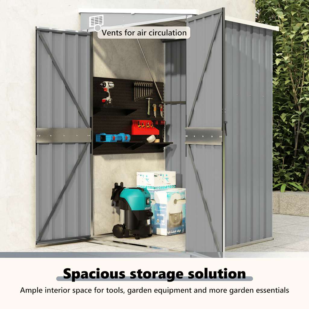 vidaXL Wall-mounted Garden Shed Grey 118x100x178 cm Galvanised Steel