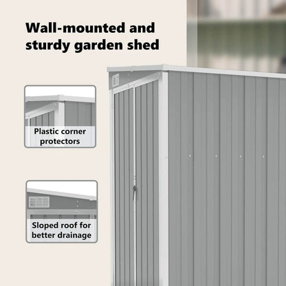 vidaXL Wall-mounted Garden Shed Grey 118x100x178 cm Galvanised Steel