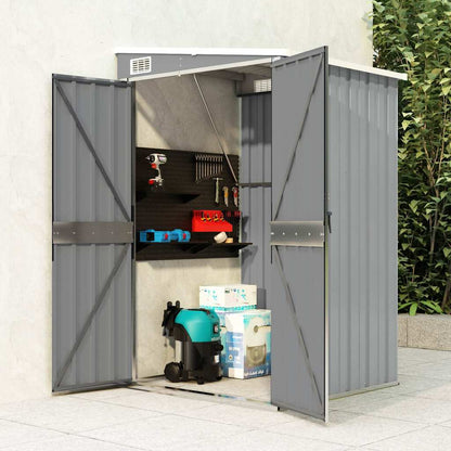 vidaXL Wall-mounted Garden Shed Grey 118x100x178 cm Galvanised Steel