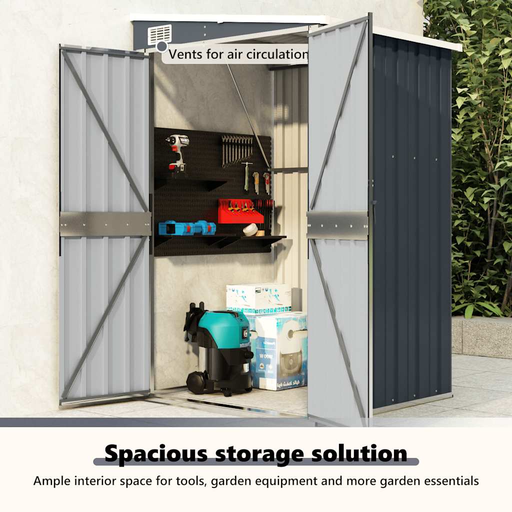 vidaXL Wall-mounted Garden Shed Anthracite 118x100x178 cm Steel