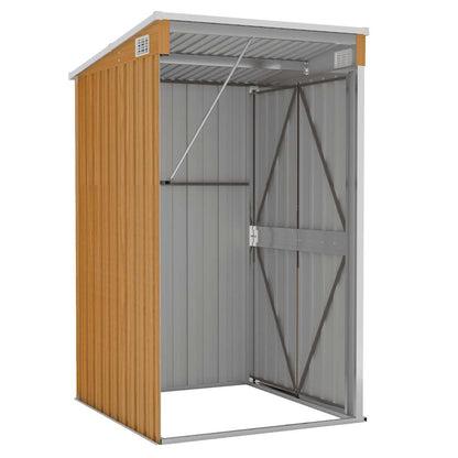 vidaXL Wall-mounted Garden Shed Brown 118x100x178 cm Galvanised Steel