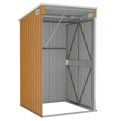 vidaXL Wall-mounted Garden Shed Brown 118x100x178 cm Galvanised Steel