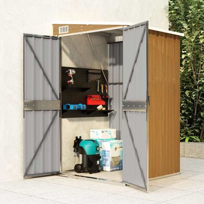 vidaXL Wall-mounted Garden Shed Brown 118x100x178 cm Galvanised Steel