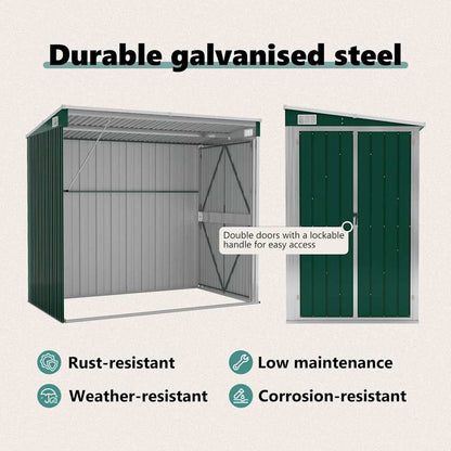 vidaXL Wall-mounted Garden Shed Green 118x194x178 cm Galvanised Steel