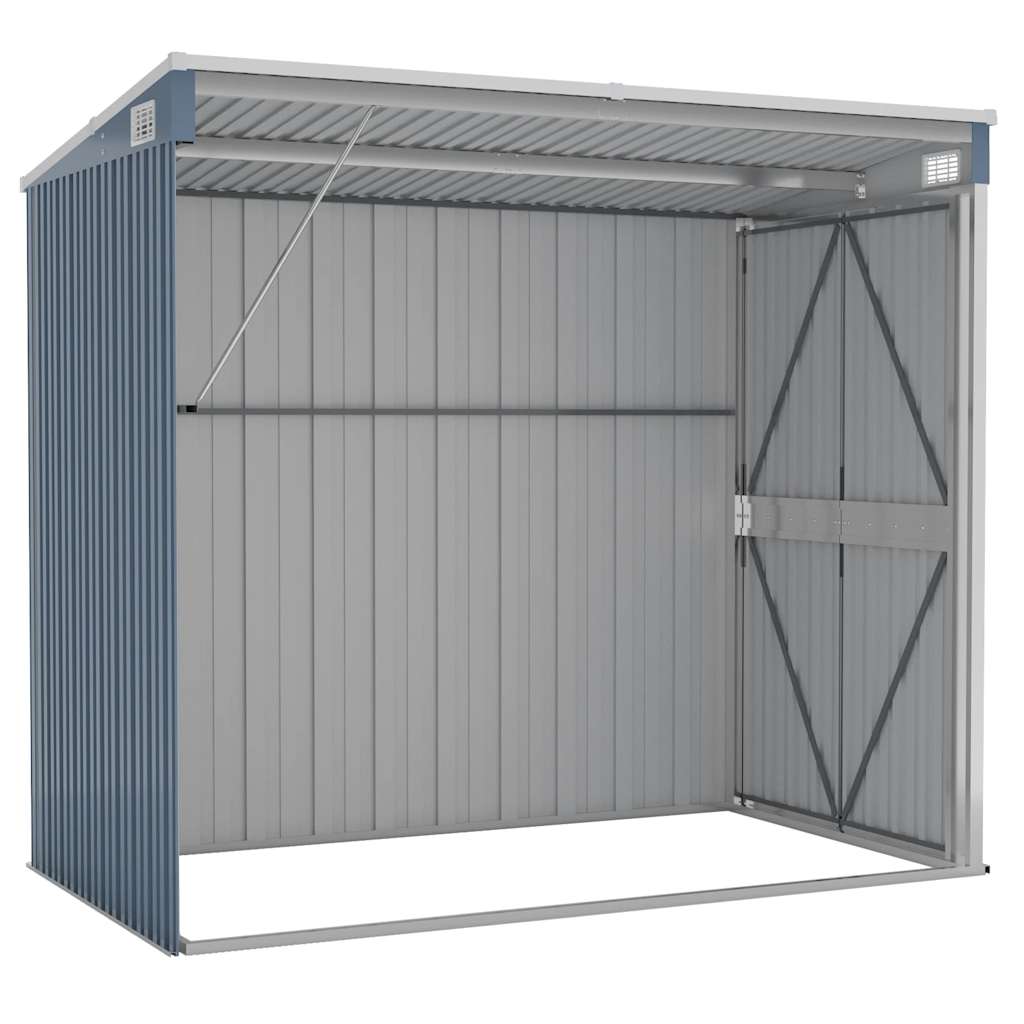 vidaXL Wall-mounted Garden Shed Grey 118x194x178 cm Galvanised Steel