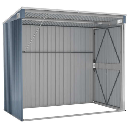 vidaXL Wall-mounted Garden Shed Grey 118x194x178 cm Galvanised Steel