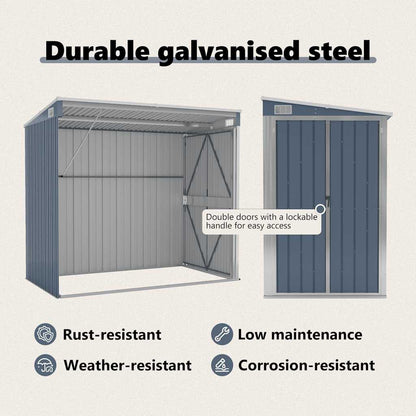 vidaXL Wall-mounted Garden Shed Grey 118x194x178 cm Galvanised Steel