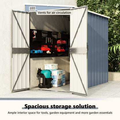 vidaXL Wall-mounted Garden Shed Grey 118x194x178 cm Galvanised Steel
