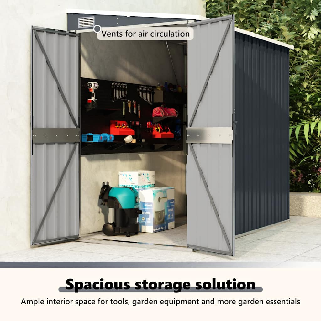 vidaXL Wall-mounted Garden Shed Anthracite 118x194x178 cm Steel