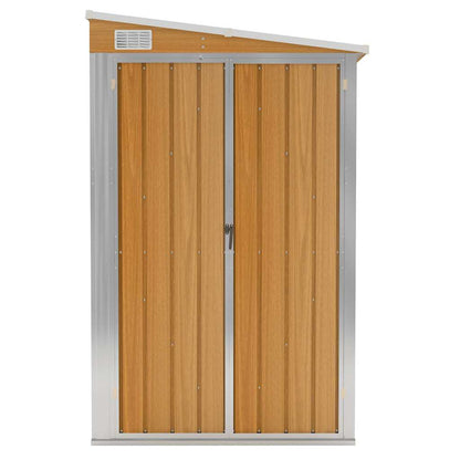 vidaXL Wall-mounted Garden Shed Brown 118x194x178 cm Galvanised Steel