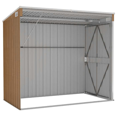 vidaXL Wall-mounted Garden Shed Brown 118x194x178 cm Galvanised Steel