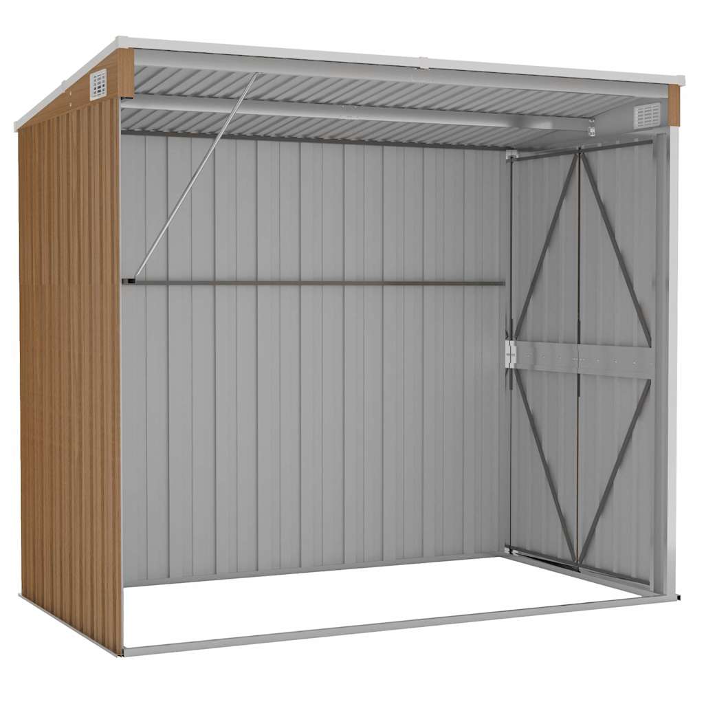 vidaXL Wall-mounted Garden Shed Brown 118x194x178 cm Galvanised Steel
