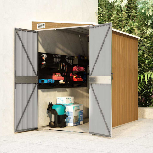 vidaXL Wall-mounted Garden Shed Brown 118x194x178 cm Galvanised Steel