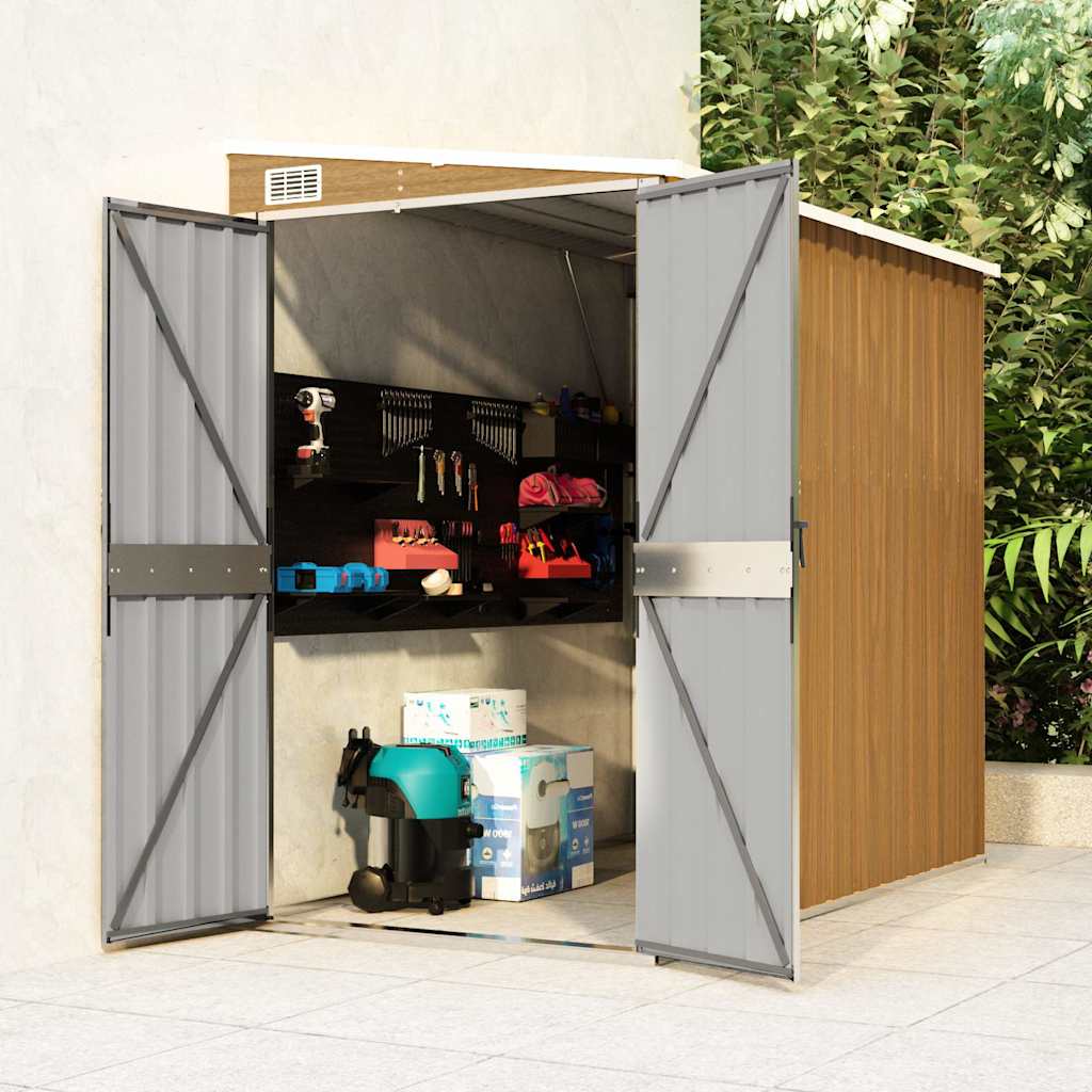 vidaXL Wall-mounted Garden Shed Brown 118x194x178 cm Galvanised Steel