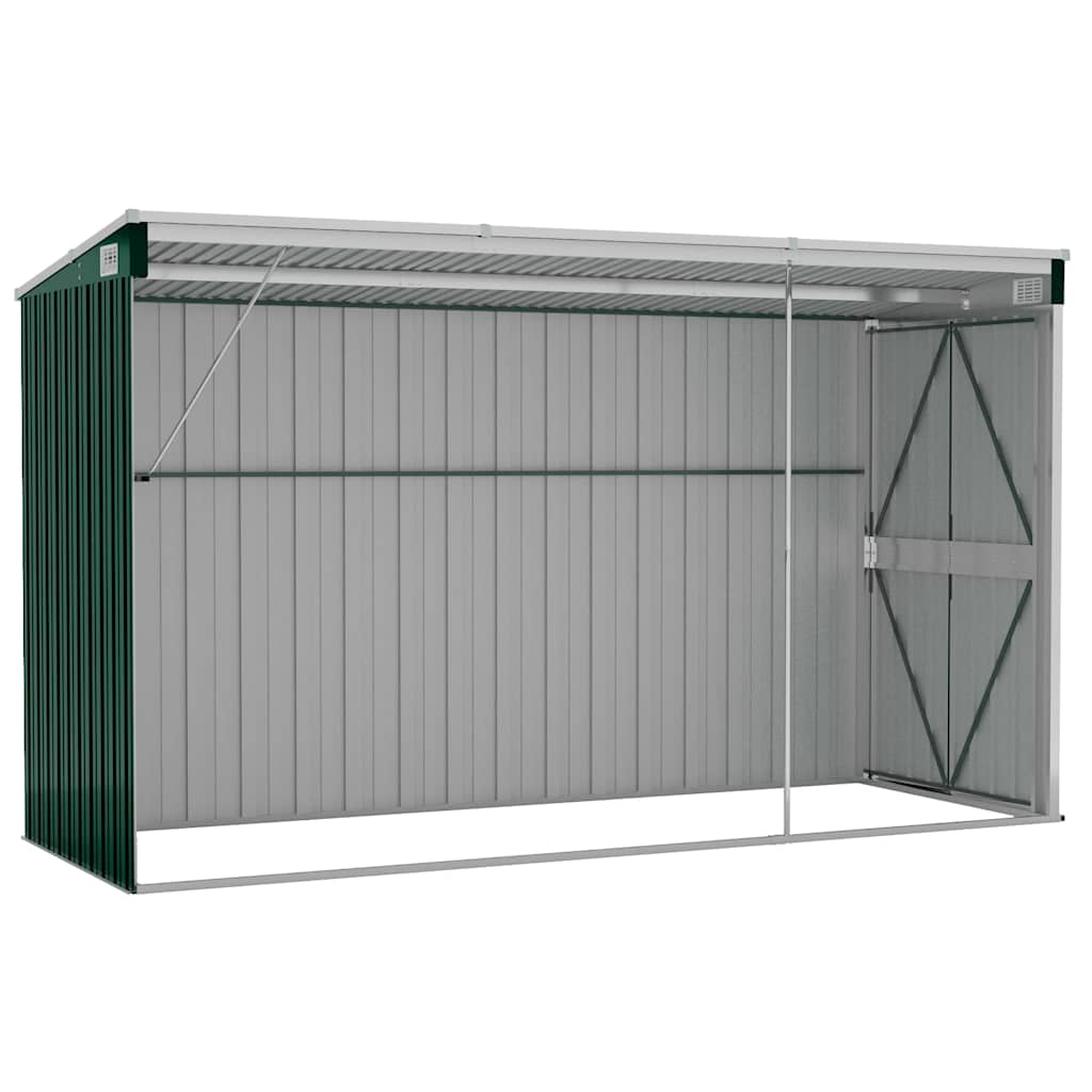 vidaXL Wall-mounted Garden Shed Green 118x288x178 cm Galvanised Steel
