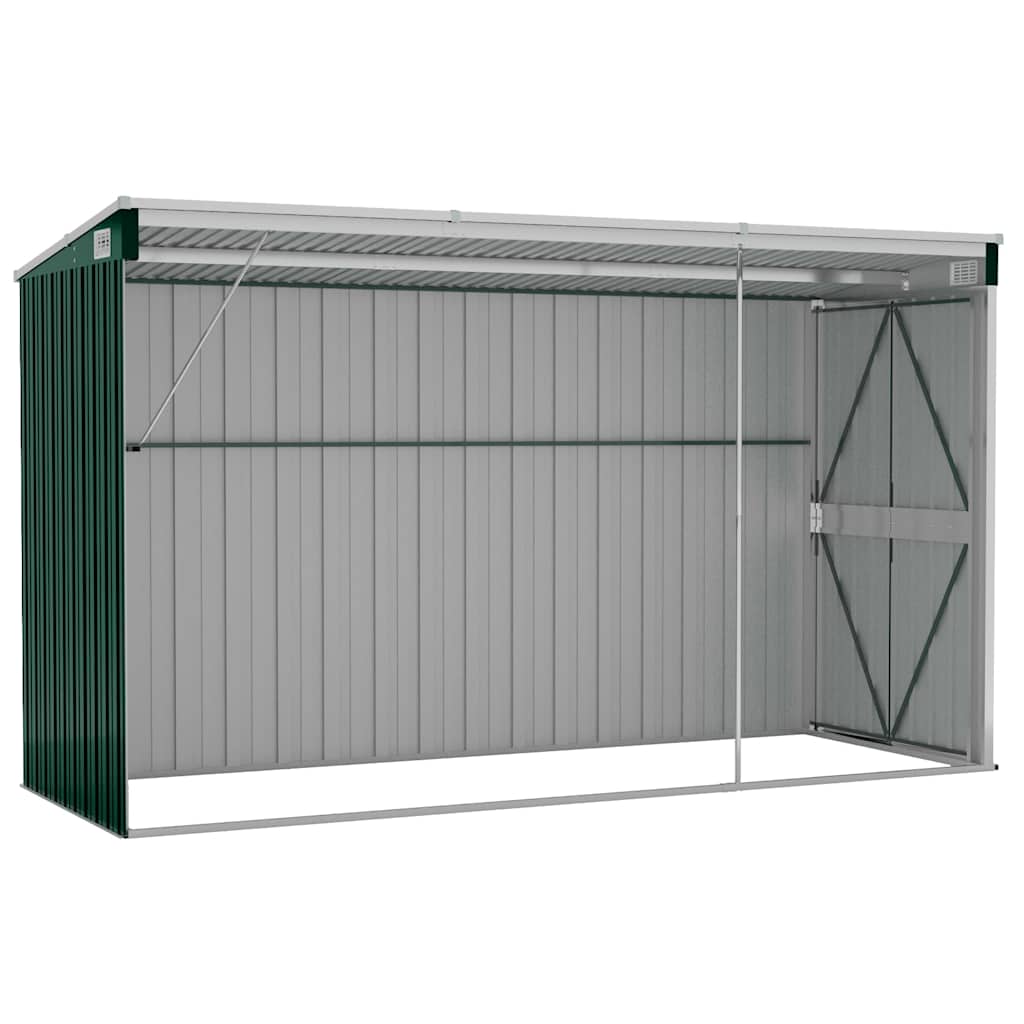 vidaXL Wall-mounted Garden Shed Green 118x288x178 cm Galvanised Steel