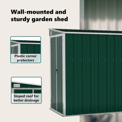 vidaXL Wall-mounted Garden Shed Green 118x288x178 cm Galvanised Steel