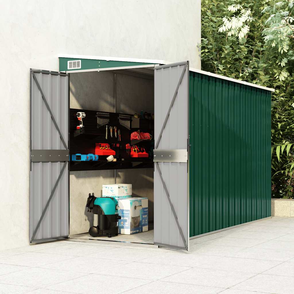 vidaXL Wall-mounted Garden Shed Green 118x288x178 cm Galvanised Steel