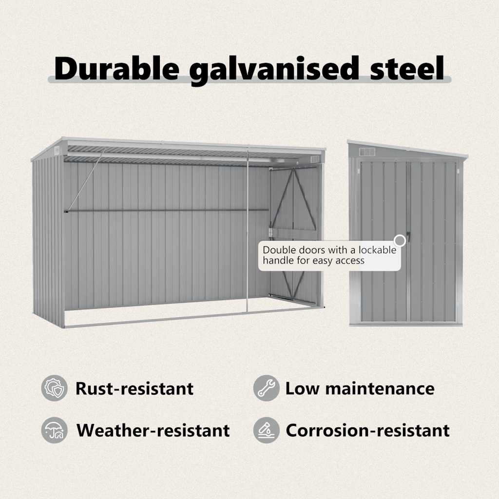 vidaXL Garden Shed | Grey | Galvanised Steel | Large | Garden Shed | Rectangular