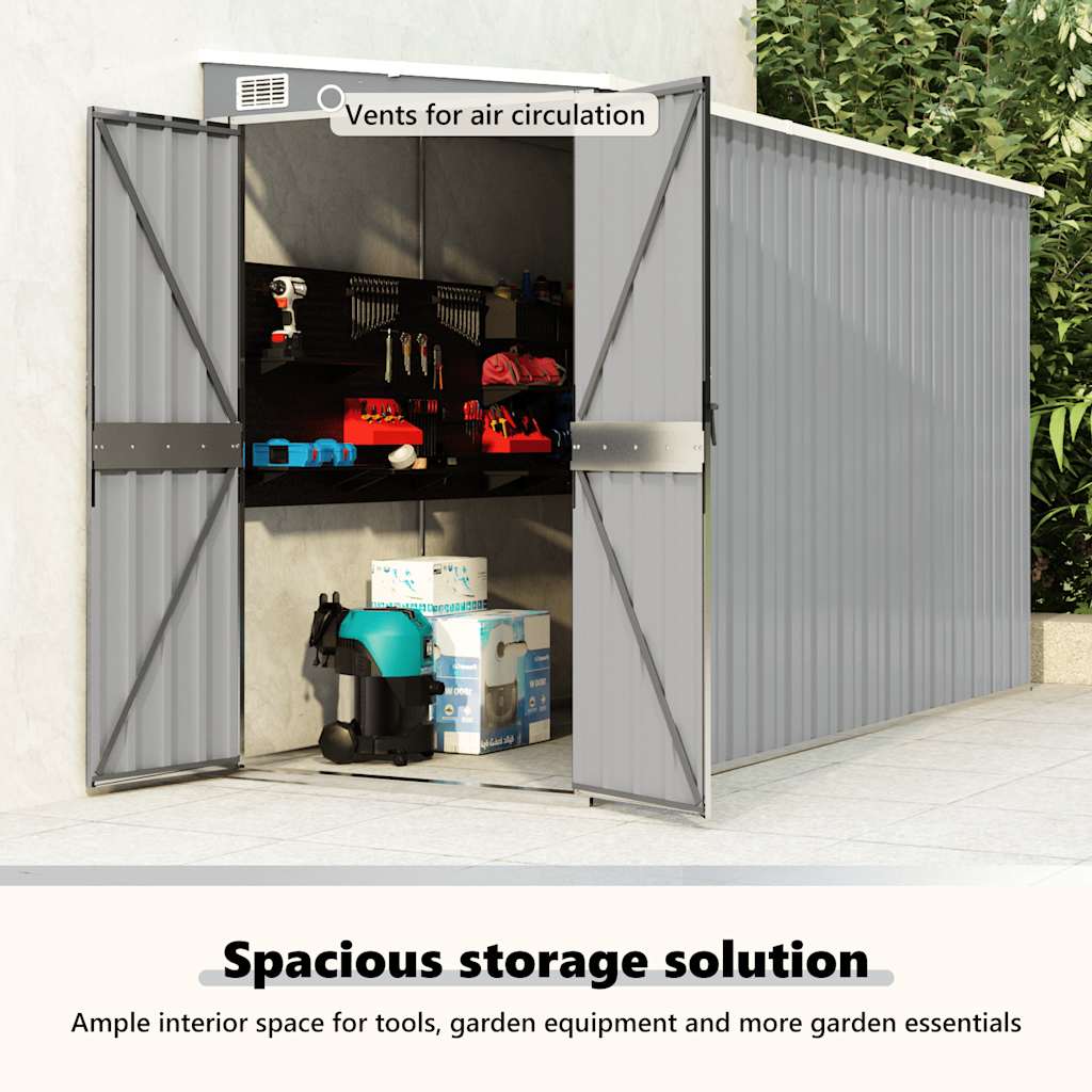 vidaXL Garden Shed | Grey | Galvanised Steel | Large | Garden Shed | Rectangular
