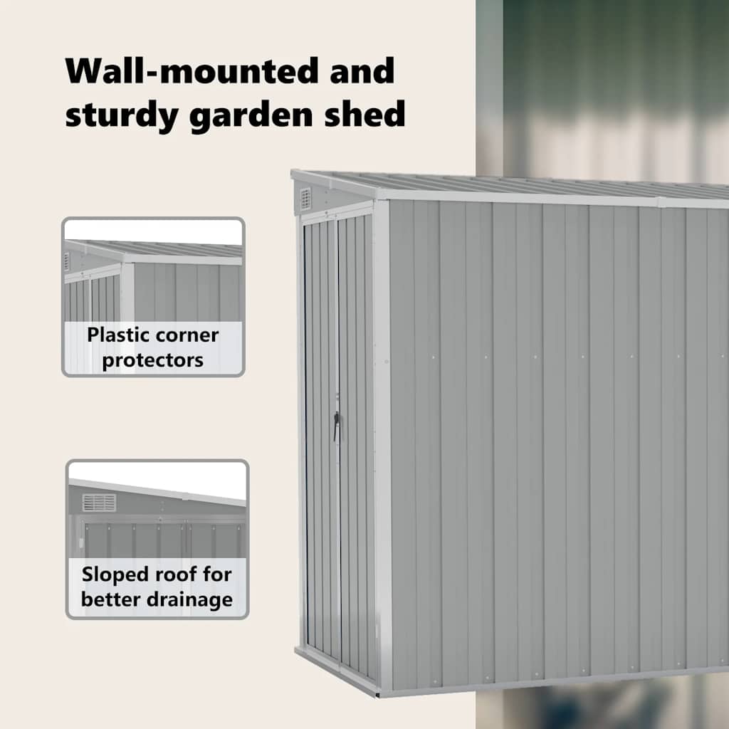 vidaXL Garden Shed | Grey | Galvanised Steel | Large | Garden Shed | Rectangular
