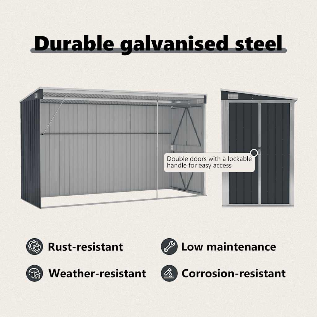 vidaXL Garden Shed | Anthracite | Galvanised steel, metal | Medium | Garden Shed