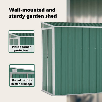 vidaXL Wall-mounted Garden Shed Green 118x382x178 cm Galvanised Steel