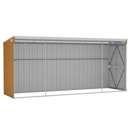 vidaXL Wall-mounted Garden Shed Brown 118x382x178 cm Galvanised Steel