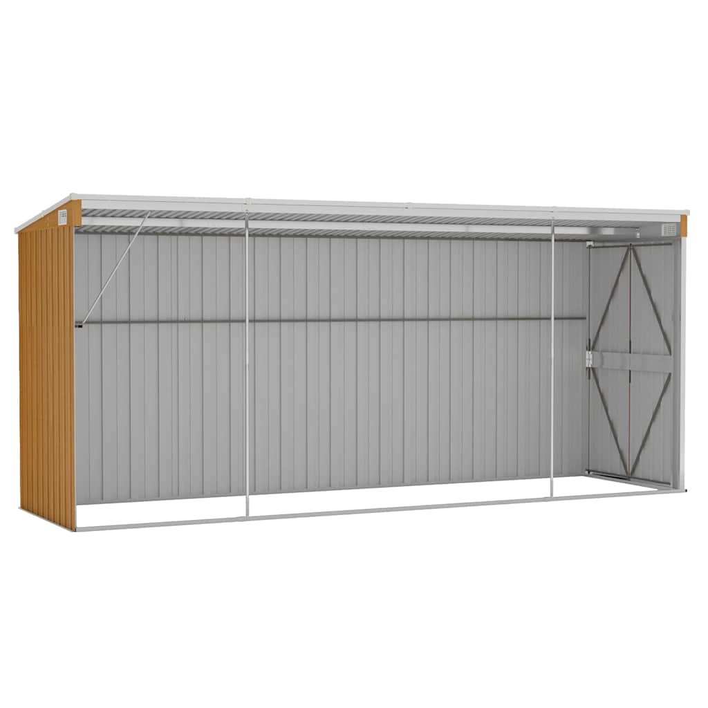 vidaXL Wall-mounted Garden Shed Brown 118x382x178 cm Galvanised Steel